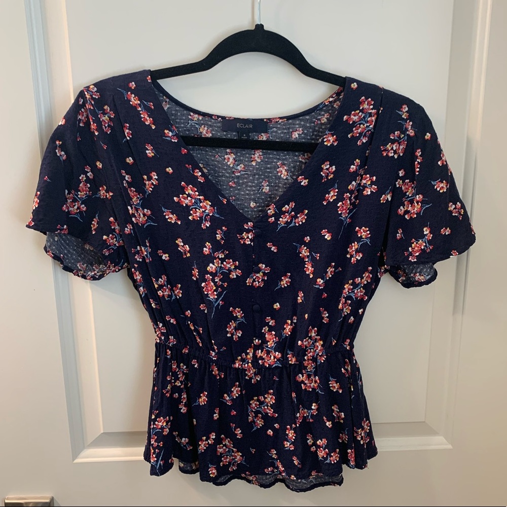 Navy blue floral shirt